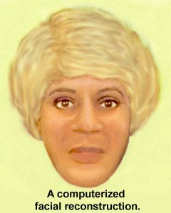 A computerized facial reconstruction.