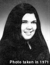 black and white head photo of Valarie Lorraine Cuccia, taken in 1971